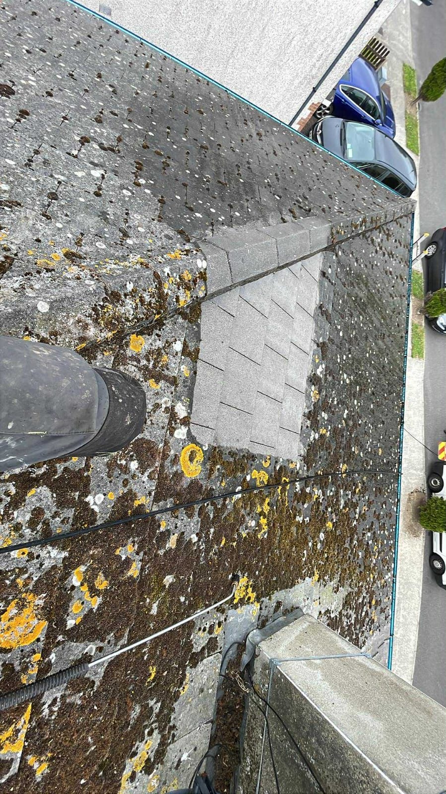 Roof cleaning before and after